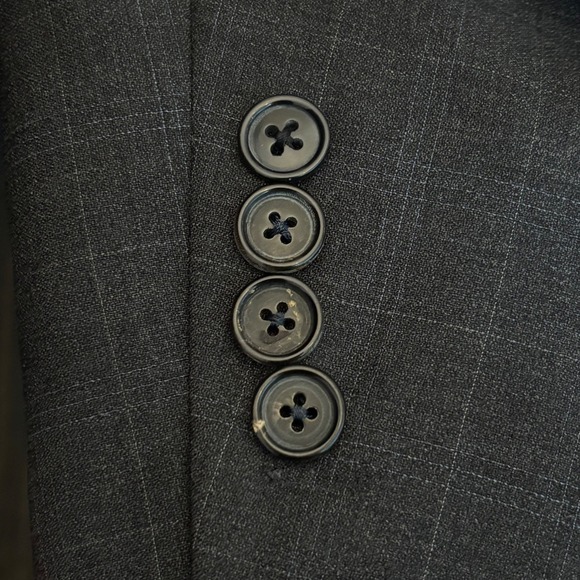 BOSS Hugo Boss Gray Suit 46R Plaid Wool Model Sigma Einstein 36W Academia Retro - Picture 3 of 16